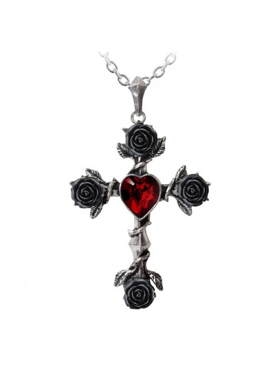 Rosifix Black Rose Gothic Cross Necklace