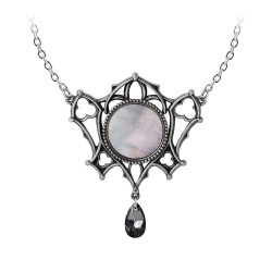 Ghost of Whitby Gothic Necklace – Pewter, Mother of Pearl, Austrian Crystal