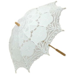 White Battenburg Lace Parasol