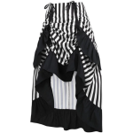 Black and White Striped Long High Low Skirt