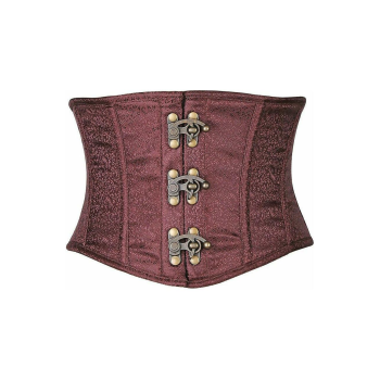 Brown Brocade Steel Boned Mini Cincher Corset