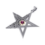 Steampunk Star Pendant with Ruby Gemstone