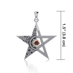 Steampunk Star Pendant with Ruby Gemstone