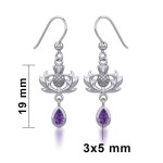 Thistle Earrings with Teardrop Amethyst Gemstone