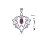 Thistle Pendant with Oval Garnet