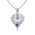 Thistle Pendant with Amethyst Heart