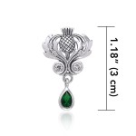 Scottish Thistle Pendant with Teardrop Emerald