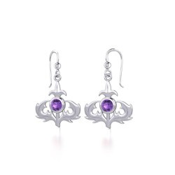 Scottish Thistle Earrings with Amethyst