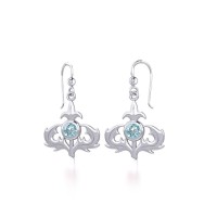 Scottish Thistle Earrings with Blue Topaz