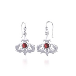 Scottish Thistle Earrings with Garnet