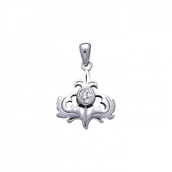 Scottish Thistle Pendant with White Cubic Zirconia