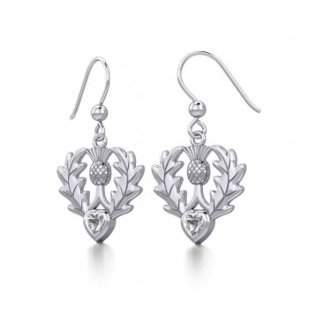 Thistle Earrings with White Cubic Zirconia Heart