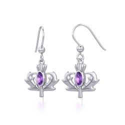 Thistle Earrings with Oval Amethyst