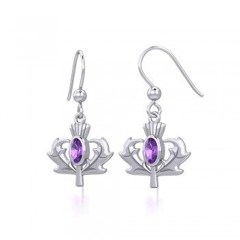 Thistle Earrings with Oval Amethyst