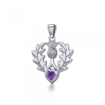 Thistle Pendant with Amethyst Heart