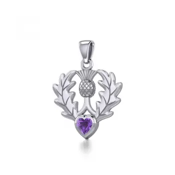 Thistle Pendant with Amethyst Heart