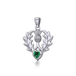 Thistle Pendant with Emerald Heart