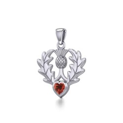 Thistle Pendant with Garnet Heart