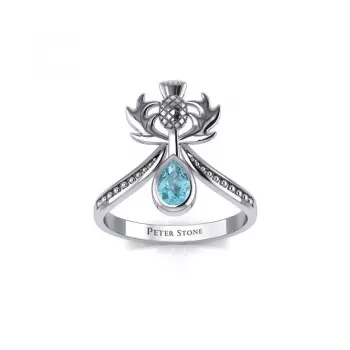 Thistle Ring with Teardrop Blue Topaz Gemstone