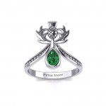 Thistle Ring with Teardrop Emerald Gem