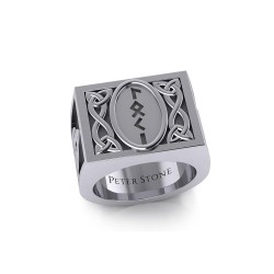 Viking God Loki Runic Mens Signet Ring