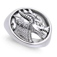 King Arthur Pendragon Seal White Zirconium Ring