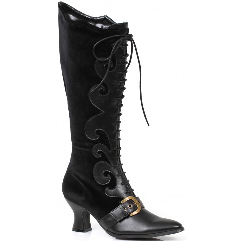 black velvet lace up boots