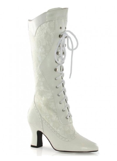 Rebecca Victorian White Lace Boot with Low Heel | Bridal Shoes