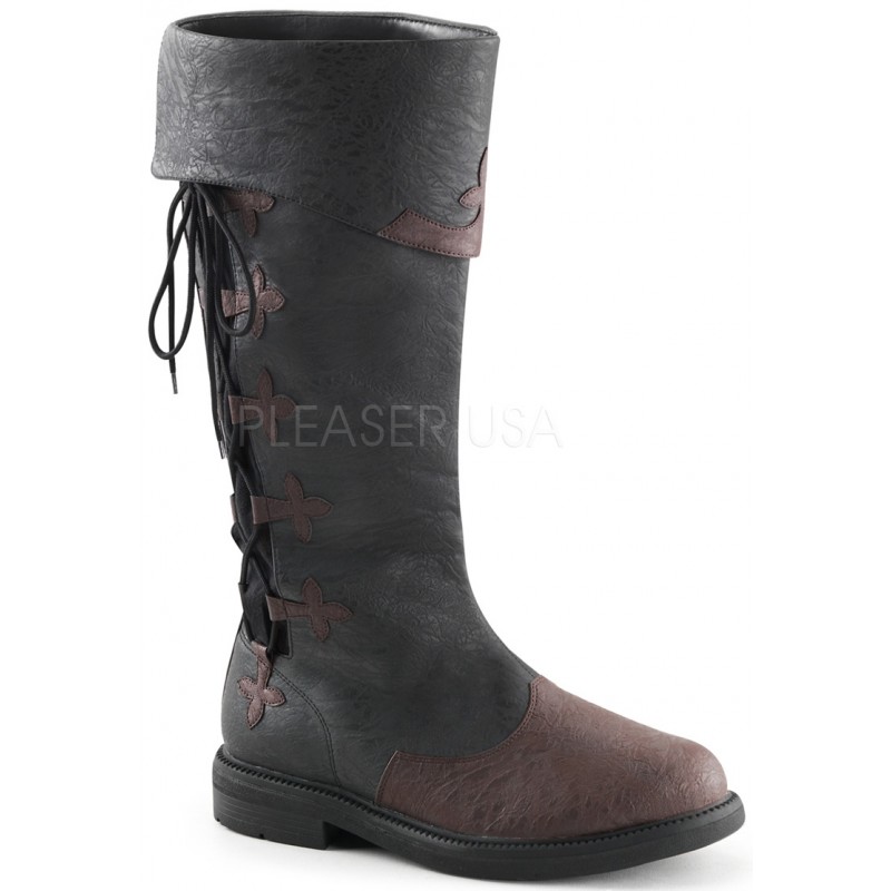 distressed black leather boots