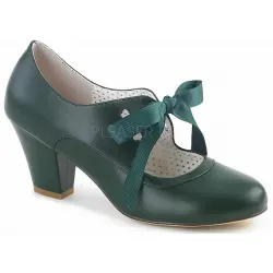 Wiggle Vintage Style Mary Jane Shoes in Forest Green